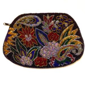 Floral Beaded Fancy Vintage Evening Clutch  Bag
